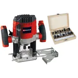 Einhell Oberfräse TC-RO 1155 Kit (1100 Watt, Ø 6 und 8 mm, Drehzahlregulierung, Parallelanschlag, Absaugadapter, inkl. Zubehör & diverse Fräser)