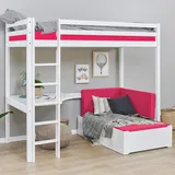 Hoppekids Hochbett »ECO Dream 90x200 mit Schreibtisch & Loungesofa / Gästebett«, Kinderbett aus Massivholz, Sofa ausziehbar zum Gästebett