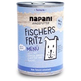napani Menü für Hunde Fischers Fritz mit Lachs aus Wildfang & Quinoa - Nassfutter im 400g Dosenfutter - Premium Hundefutter aus Bayern