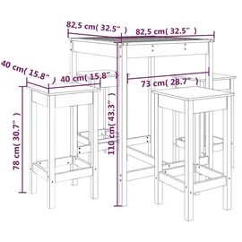 vidaXL Gartenbar-Set 5-tlg. Weiß