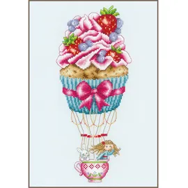 Vervaco Kreuzstich Stickpackung Cupcake-Ballon, Zählmuster, 21x33cm