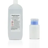 NAILS FACTORY | N&BF Nagel Cleaner Set 1000ml + Dispenser Pumpflasche - 70% Isopropanol Alkohol isopropylalkohol – für Gelnägel – Nagelreiniger – Studioqualität zum Reinigen und Entfetten (Blau 150ml)