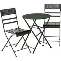 levandeo Balkon Set Lieblingsplatz Metall Schwarz Garten 3tlg Sitzgruppe Gartenmöbel Deko - Schwarz