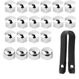 20 Stücke Radschrauben Kappen, Universal 17mm Kunststoff Nut Abdeckkappe Schraube Auto Mutter Deckel mit Entfernung Werkzeug Radbolzen Schutz Cover Radmuttern (Silber)