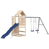Spielturm mit Kletterwand, Rutsche und Doppelschaukel für Spielspaß im Garten