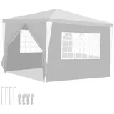 Pavillon 3x3 m Weiß Partyzelt Gartenpavillon mit Seitenteilen für Garten Camping