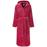 OTTO home Unisex-Bademantel Miia, ideal für Sauna, Spa & im Urlaub, Langform, Microfaser, Kapuze, Gürtel, weich und kuschelig, plüsch, für Damen und Herren, S-XL rosa S | 120 cm