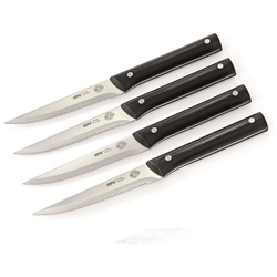 Steakmesser-Set BBQ 4tlg. - Für Steak & Pizza - Klingenlänge: 12,5cm, Wellenschliff