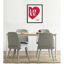 Bild QUEENCE "Love you", rot (farbe rahmen: schwarz, farbe bild(er): rot), B:50cm H:70cm, Acrylglas, Papier, Holz, Bilder, gerahmt