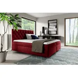 yourhouse24 Boxspringbett Guliette mit 2 Bettkästen, Doppelbett mit Bonell-Matratze + Topper (Farbe: Fresh 08, Größe: 160x200 cm) - Rot