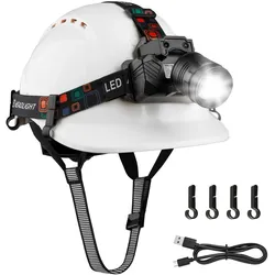 Mustbau GM16-HL Schutzhelm mit LED, Bauhelm für Erwachsene, mit Gestensensor-LED-Licht, Lange Batterielebensdauer Geeignet für Baustellen, Nachtarbeit, Angeln, ABS-Material für Männer und Frauen
