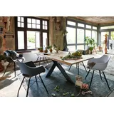 Empinio24 Esstisch Wildeiche massiv Extreme Wildeiche bianco 180x95 cm - 2 Jahre Gewährleistung - mind. 14 Tage Rückgaberecht - Beige,Braun,Schwarz - 100x200