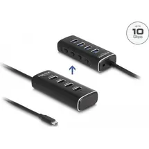 DeLock 64233 USB-C® USB 3.2 Gen 1) Multiport Hub Schwarz