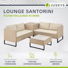 Juskys Polyrattan Lounge Santorini - Creme