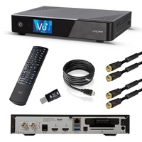 VU+ UNO 4K SE 1x DVB-S2 FBC Twin Tuner Linux Receiver (UHD, 2160p) schwarz, inkl. HDMI-Kabel + 2X Satkabel + Wireless USB Adapter 300 Mbps