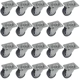 Dörner + Helmer 20er Set Möbel-Lenkrollen 30mm mit TPE-Rad und Platte, Tragkraft 20 kg/Rolle