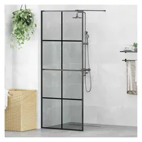 vidaXL Duschwand 80 x 195 cm Gehärtetes Glas schwarz