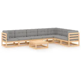 vidaXL 8-tlg. Garten-Lounge-Set mit Kissen grau