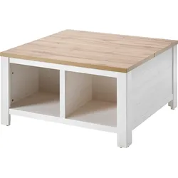 Couchtisch HOME AFFAIRE "Westminster S", weiß (pinie weiß dekor, applikation wotan eiche dekor, pinie weiß dekor, wotan eiche dekor), B:93cm H:50cm T:93cm, Intasien verschiedene Furniere, Tische, Couchtisch Eckige Couchtische Holz-Couchtische, im romantischen Landhausstil