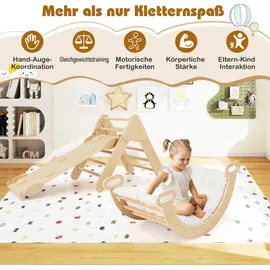 Costway Kletterbogen 4 in 1 mit Rutsche Grau/Naturbelassen