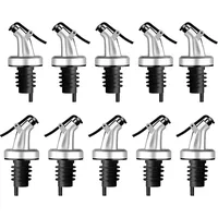 layba Ausgießer für Flaschen Silber Matt mit Verschlusskappe aus Kunststoff in 10er Set