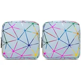 TUOJINRUIDA 2 PCS Aufbewahrungstaschen für Damenbinden mit Geometrischen Mustern, Tragbare PU-Aufbewahrungstaschen für Feminine, ideal für Teenager-Mädchen, Frauen und Damen (Schillernd Blau)