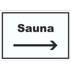 Sauna Schild mit Text und Richtungspfeil rechts Erholung Entspannung waagerecht A5 (148x210mm)