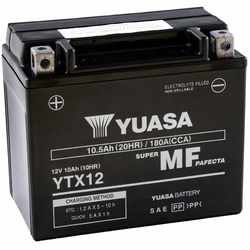 Yuasa YTX12-BS AGM 10Ah Motorradbatterie (DIN 51012)