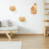 3 Stück Kletterwand für Katzen Kletterstufe zur Wandmontage für Katzen Kletterlandschaft Katzentreppe Holz Rahmen Regale Stangen Zubehör Springen Baumkletterbrücke Leiterstufen (Niedliche Bärenform)