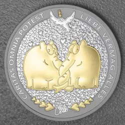 Silbermünze 1oz Caritas Omnia Potest 2025 (vergoldet) Ottifanten ? Rüsselfanten (Tuvalu)