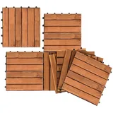 Fiqops Holzfliesen 55 fliesen Terrassenfliesen 5m2 Akazien bodenfliesen 30x30cm Klickfliese Bodenbelag Drainage wetterfest - Braun