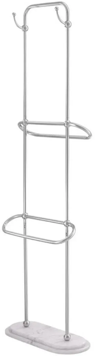 Casa Padrino Luxus Handtuchhalter Silber / Weiß 50 x 22 x H. 159 cm - Luxus Badezimmer Accessoires