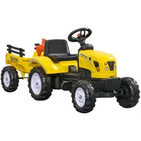 Homcom Trettraktor mit Anhänger Tretauto Traktor ab 3 Jahre Kinder Gelb L133 x B42 x H51cm