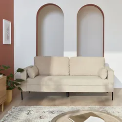 Sofa 3-Sitzer Cord beige - Bjorn - Fixes Sofa, gerade, Metallfüße
