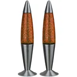Lavalampe Glitzer Tischleuchte Glitzer Dekoleuchte Glitzer Kinderzimmer, Aluminium silber, 1x E14, DxH 10,8x42,5 cm, 2er Set