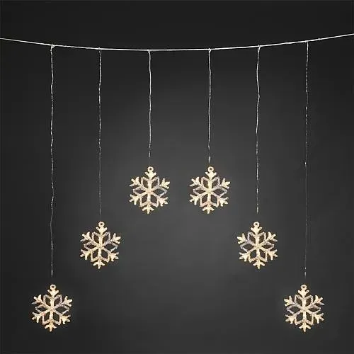 LED Lichtervorhang mit Schneeflocken 48 ww LED 4044-103