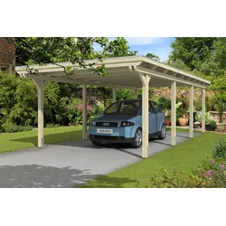 Carport Emsland 404x846cm, unbehandelt, 20mm Dachschalung mit EPDM Folie Holzcarport
