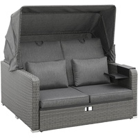 KONIFERA Loungebett Sylt, Set 8 Teile, ausziehbares Sofa, Hängetisch, mit klappbarem Dach, Strandkorb grau