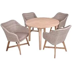 Garden Pleasure Sitzgruppe ARVADA/OAKLAND hellgrau, natur Kunststoff, Holz