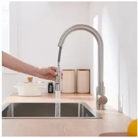 Tuganna Küchenarmatur Wasserhahn Küche Spültischarmatur mit Brause Ausziehbar Hochdruck chrom granit-schwarz