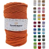 Sznurkomania, Geflochtene Baumwollkordel 5mm 100m, 46 Farben, Häkelkordel, Makramee Kordel, Makramee Garn, Premium Garn, Makramee Seil, (Kürbis)