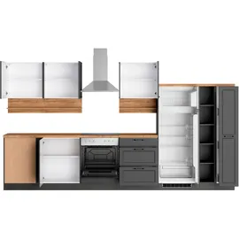 kochstation Winkelküche L-Form 240 cm grau