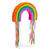 Relaxdays Regenbogen Pinata zum Aufhängen, für Kinder, Mädchen & Jungs, Geburtstag, zum selbst Befüllen, Piñata, bunt