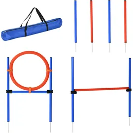 PawHut Agility-Übungs-Set 3 in 1 Blau-Rot