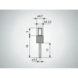 911 H1 Stift-Messeinsatz M2,5 Stift-Ø 1 mm Länge2 mm aus HM