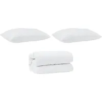 VidaXL Bettdecke mit Kissen 3 pcs Weiß Mikrofaser