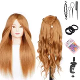 Trainingskopf 26" colorMannequin Kopf Haar Styling Manikin Kosmetologie Puppenkopf Synthetische Faser Haar Friseur Training Model Freie Klemme Exquisite Geschenke (Half True Blond)