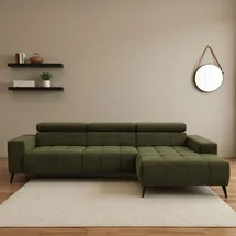 DOMO collection Ecksofa DOMO COLLECTION "Trento L-Form, mit Kufenfuß oder Einzelfuß", grün, B:287cm H:79cm T:175cm, 100% Polyester, Sofas, Ecksofa, wahlweise mit Kopfteilverstellung, Recamiere links/rechts bestellbar