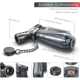 luxuskollektion 2er Pack Jetflamme Sturmfeuerzeug Gas Nachfüllbar