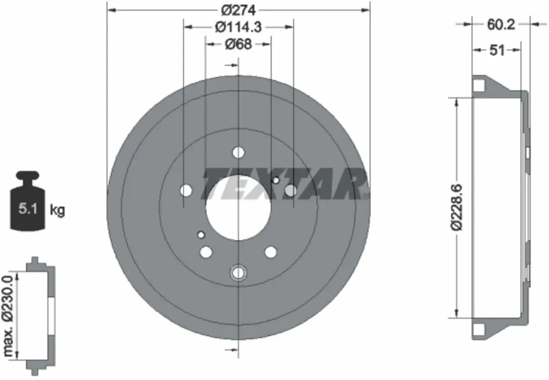 Tambour de frein TEXTAR 94047800